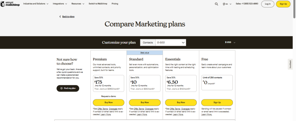 "Mailchimp Pricing And Plans"