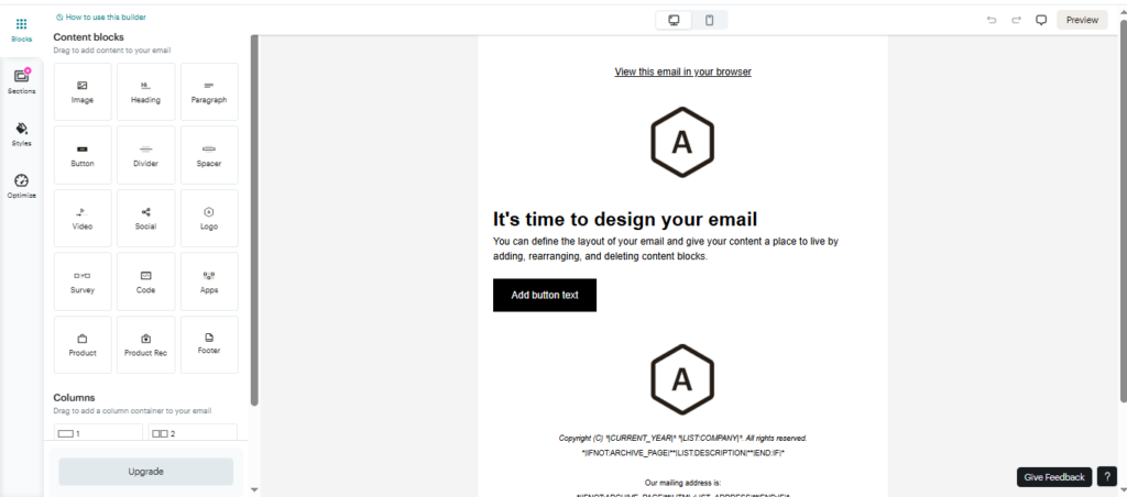 "Mailchimp Drag And Drop Editor"