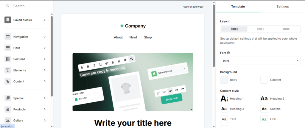 "MailerLIte Drag And Drop Editor"
