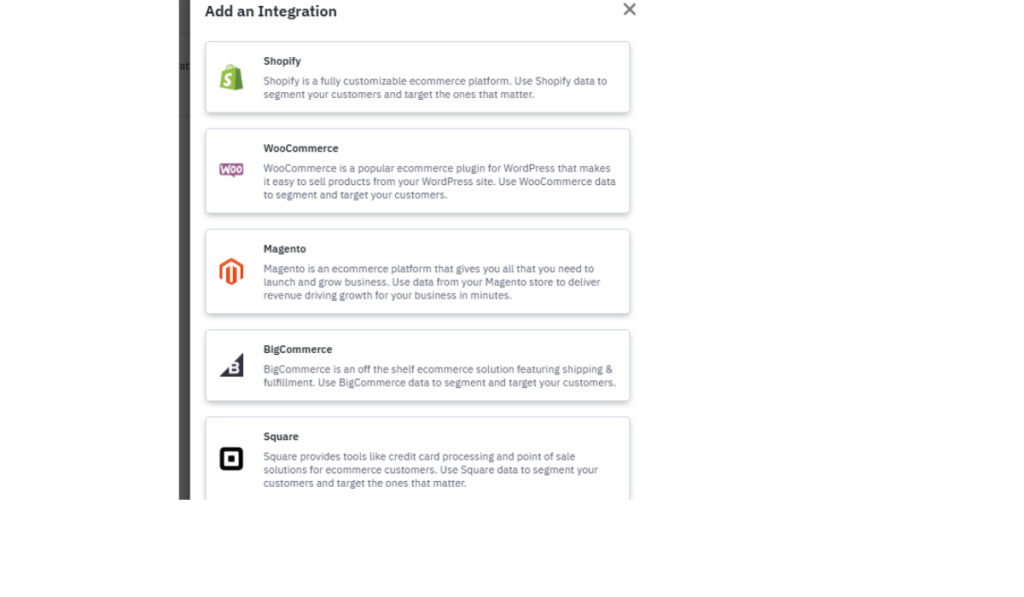 ActiveCampaign integrations directory with CRM, ecommerce, and analytics apps