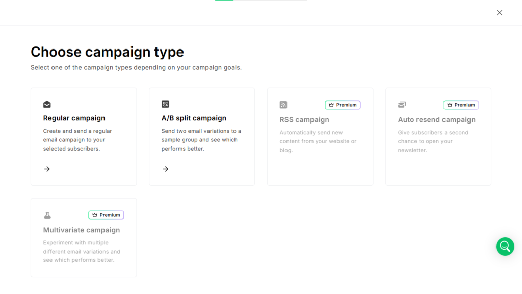 MailerLite campaign management dashboard for email marketing campaigns