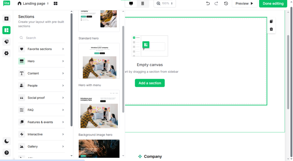 MailerLite landing page builder for lead generation campaigns